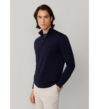 Hackett London Maglia con cerniera blu navy