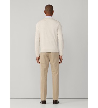 Hackett London Jersey Cotton Silk V Neck beige
