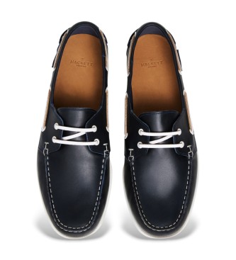 Hackett London Usnjeni mokasini Deck One navy