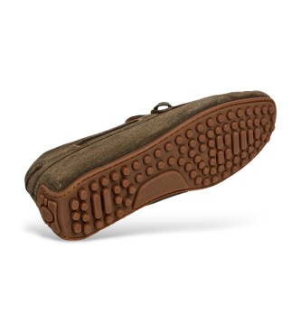 Hackett London Usnjeni mokasini Driver Laces rjave zelenkasto rjave barve