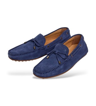 Hackett London Usnjeni mokasini Driver Laces navy