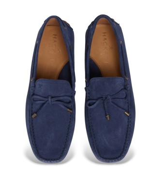 Hackett London Usnjeni mokasini Driver Laces navy