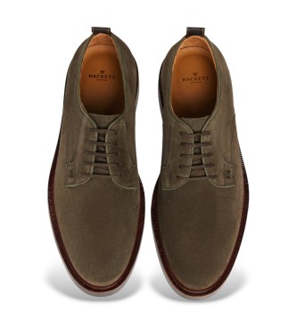 Hackett London Ciemnobrązowe skórzane buty Egmont Fine