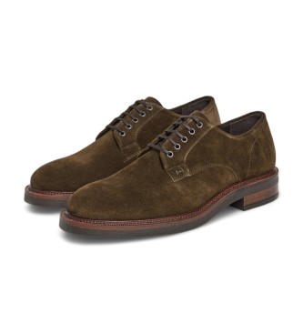 Hackett London Buty Egmont Velvet z zielonej skóry