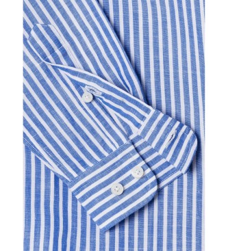 Hackett London Chemise ESS COT LIN PORTER LIN PORTER STR bleu