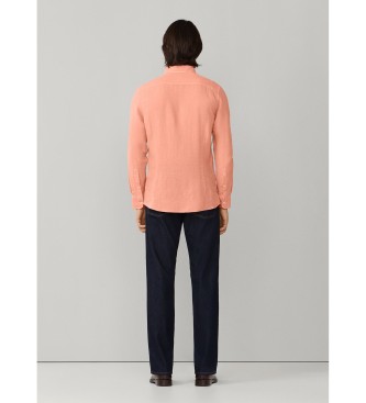 Hackett London Camisa de linho tingida com corte � medida laranja