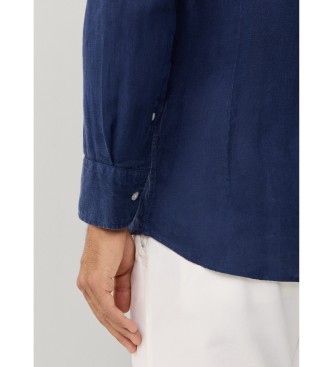 Hackett London Camisa ESS GMD Linen Kent azul-marinho