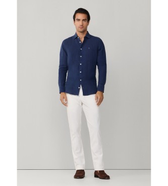 Hackett London Camisa ESS GMD Linen Kent azul-marinho