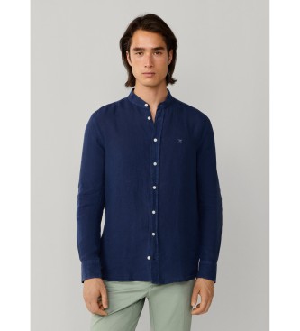 Hackett London Camisa de linho por medida azul-marinho