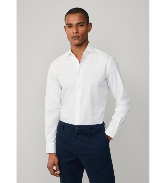 Hackett London Camisa de popelina tingida � m�o, de corte � medida, branca
