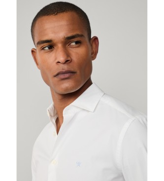 Hackett London Camisa de popelina tingida � m�o, de corte � medida, branca