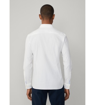 Hackett London Camisa de popelina tingida � m�o, de corte � medida, branca