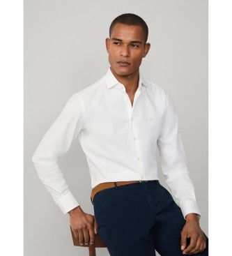 Hackett London Camisa de popelina tingida � m�o, de corte � medida, branca