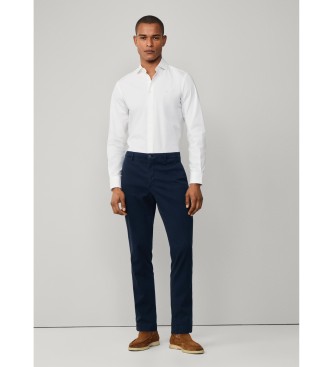 Hackett London Camisa de popelina tingida � m�o, de corte � medida, branca