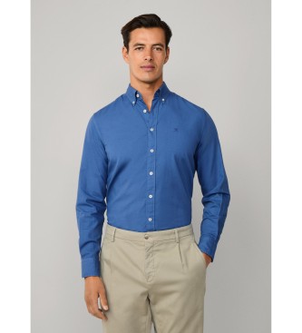 Hackett London Blauw geverfd Oxford overhemd