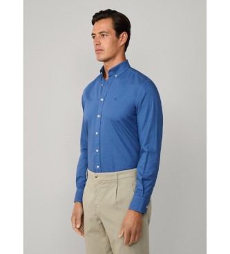 Hackett London Blauw geverfd Oxford overhemd