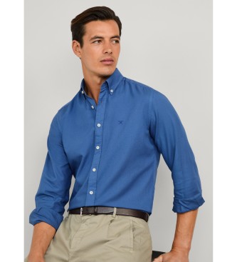 Hackett London Blauw geverfd Oxford overhemd