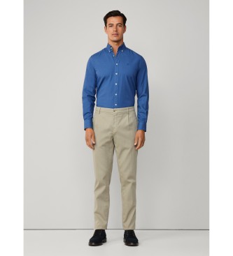 Hackett London Blauw geverfd Oxford overhemd