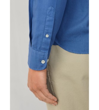 Hackett London Blauw geverfd Oxford overhemd