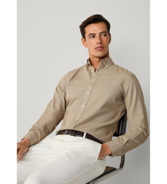 Hackett London Braun gefrbtes Oxford-Hemd