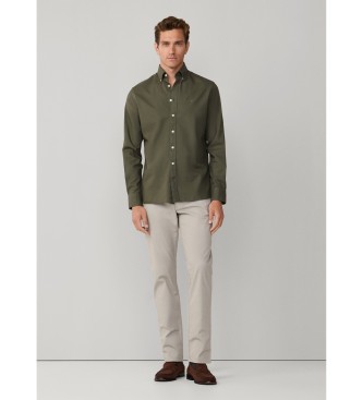 Hackett London Camisa oxford verde escura de corte � medida