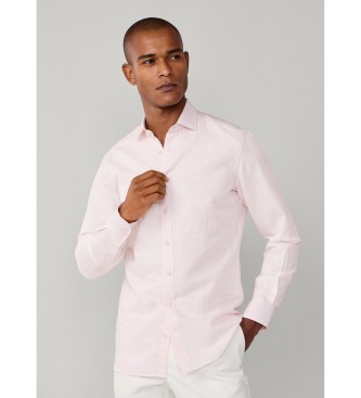 Hackett London Camisa ESS Linho Bengala rosa