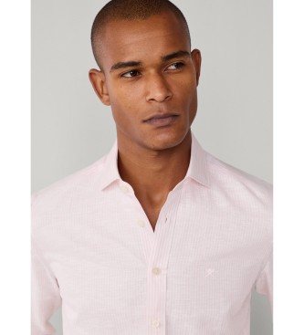 Hackett London Camisa ESS Linho Bengala rosa