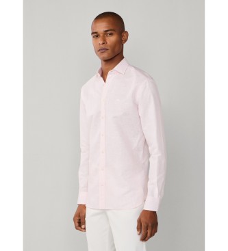 Hackett London Camisa ESS Linho Bengala rosa