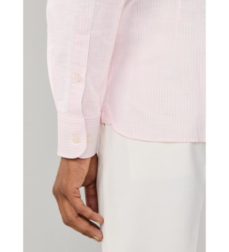 Hackett London Camisa ESS Linho Bengala rosa