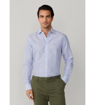 Hackett London Camisa Ess Linen Bengal blue