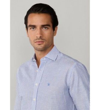 Hackett London Camisa Ess Linen Bengal blue