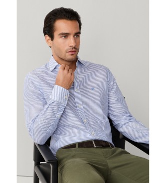 Hackett London Camisa Ess Linen Bengal blue