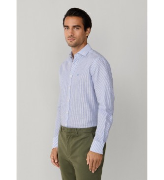 Hackett London Camisa Ess Linen Bengal blue