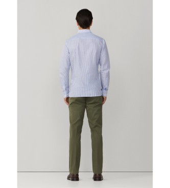 Hackett London Camisa Ess Linen Bengal blue