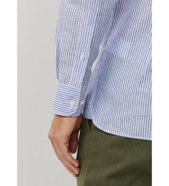 Hackett London Camisa Ess Linen Bengal blue