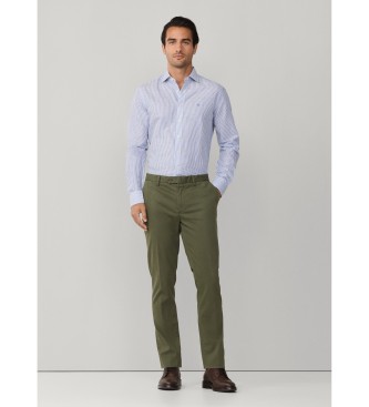 Hackett London Camisa Ess Linen Bengal blue