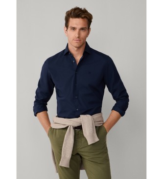 Hackett London Navy getailleerd stretch poplin overhemd