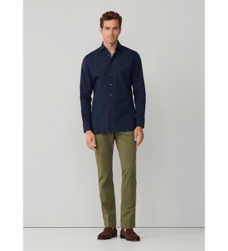 Hackett London Navy getailleerd stretch poplin overhemd