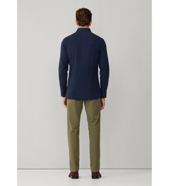 Hackett London Navy getailleerd stretch poplin overhemd