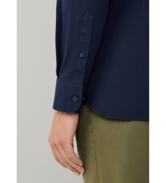 Hackett London Navy getailleerd stretch poplin overhemd