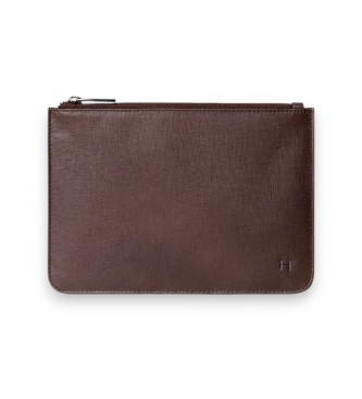 Hackett London multi-purpose brown leather bag
