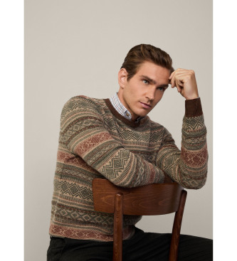 Hackett London Jersey Fairisle Crew verde