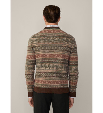 Hackett London Jersey Fairisle Crew verde