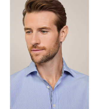 Hackett London Chemise raye de coupe classique, bleue