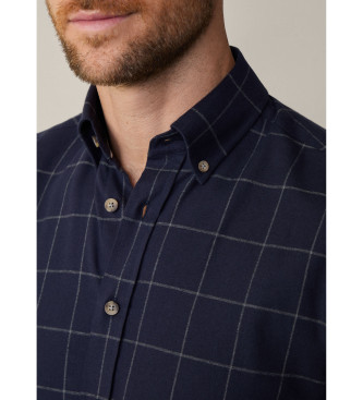 Hackett London Flannel Windowpane skjorte navy