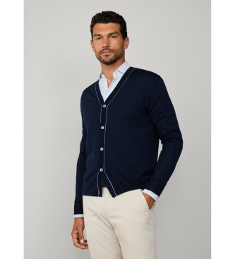 Hackett London Cardigan GMD Merino Silk navy