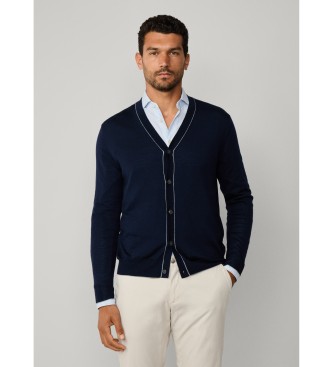 Hackett London Cardigan GMD Merino Silk navy