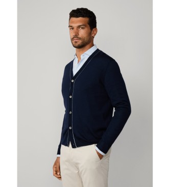 Hackett London Cardigan GMD Merino Silk navy
