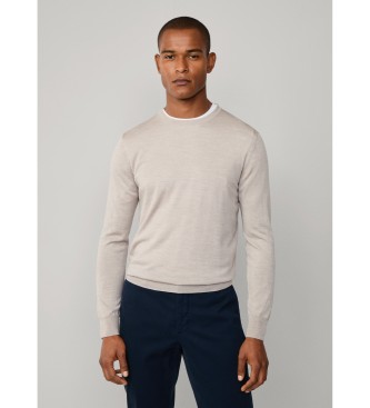 Hackett London Beżowy sweter Gmd Merino