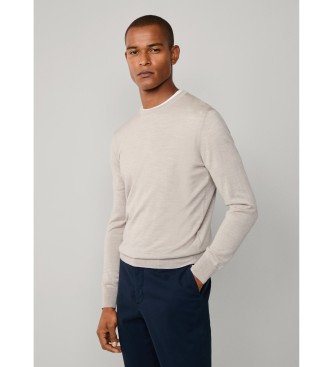 Hackett London Beżowy sweter Gmd Merino